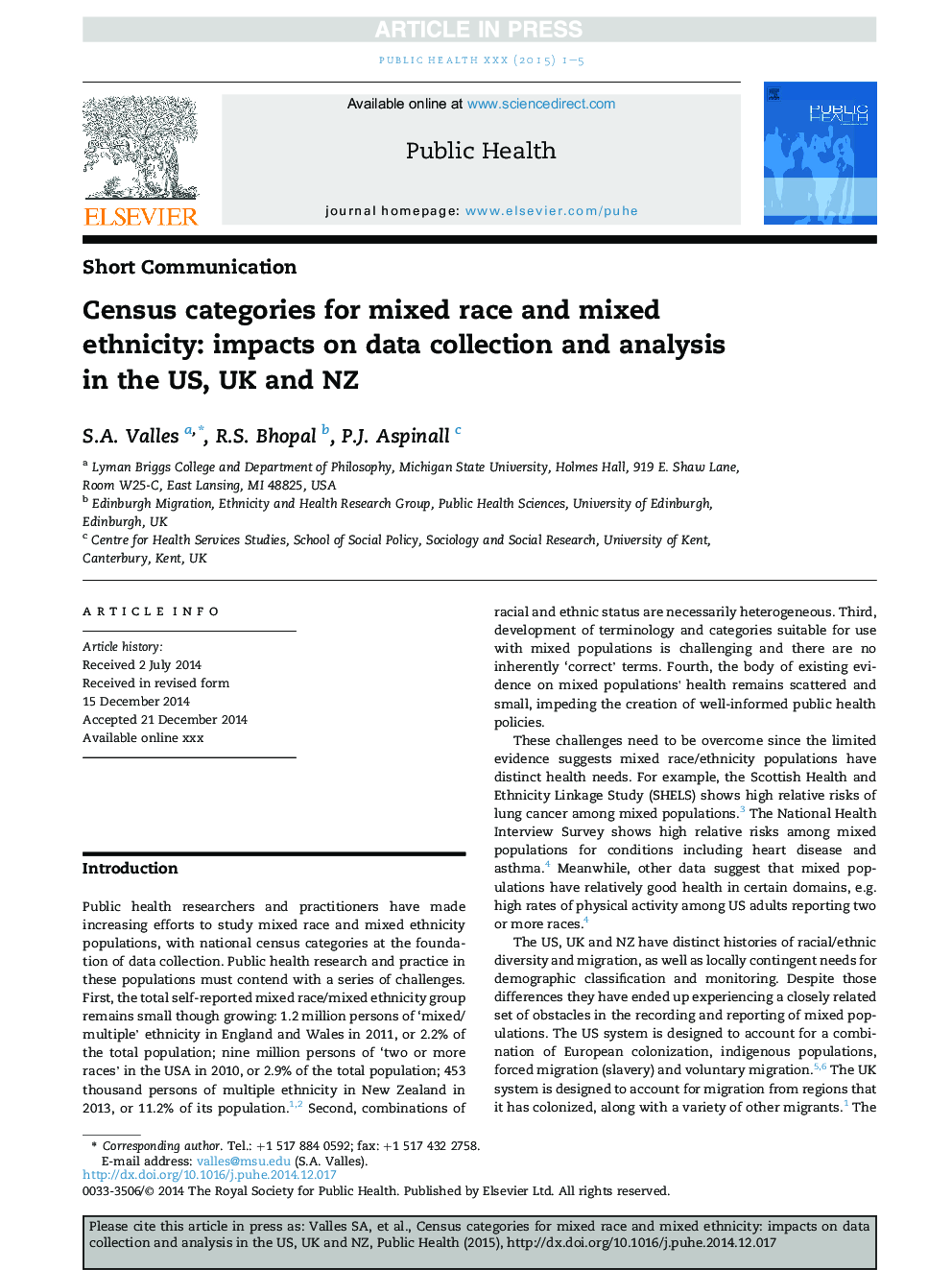 Census categories for mixed race and mixed ethnicity: impacts on data collection and analysis in the US, UK and NZ