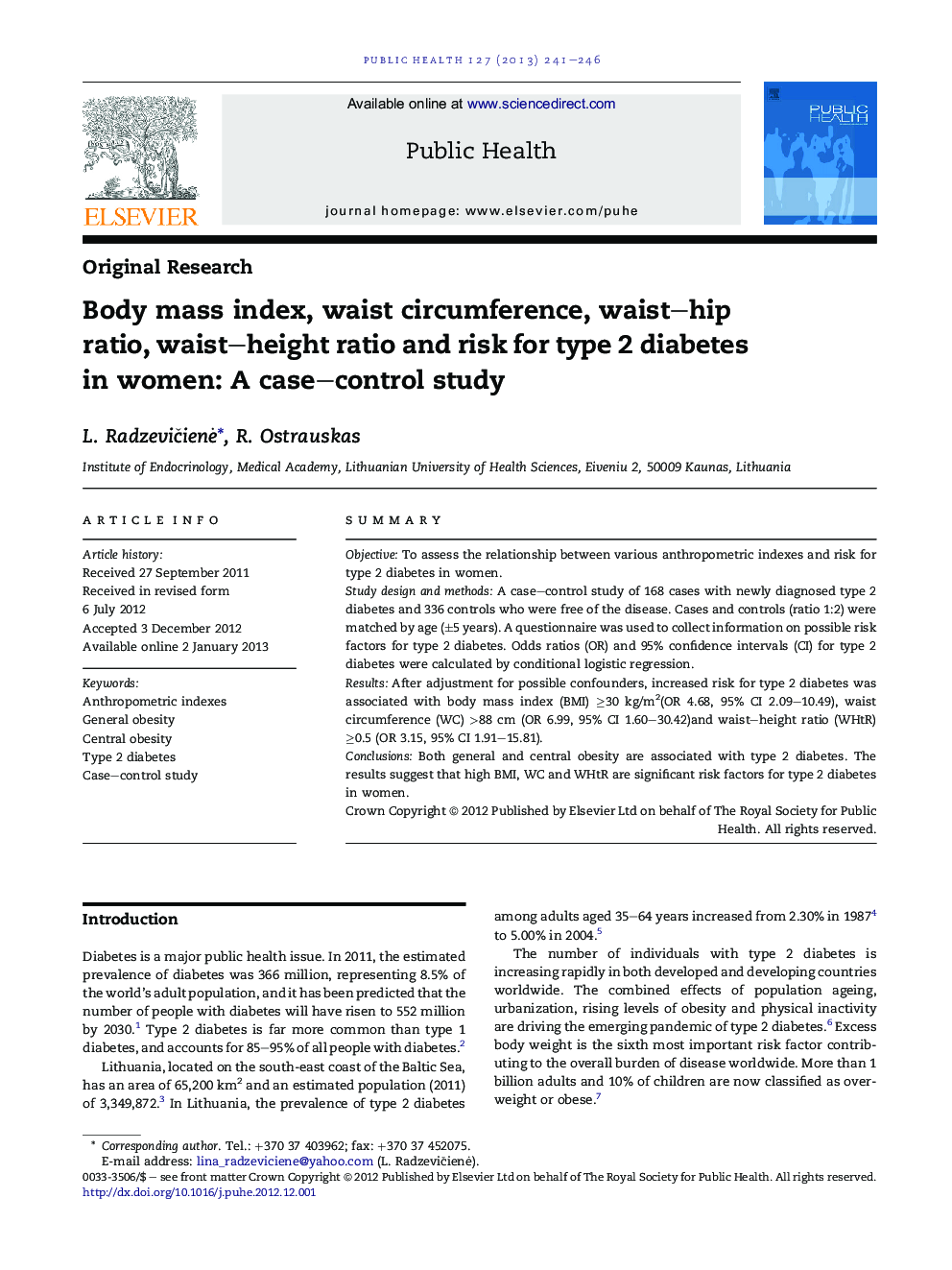 شاخص توده بدن، دور کمر، نسبت دور کمر، نسبت دور کمر و ریسک ابتلا به دیابت نوع 2 در زنان: یک مطالعه مورد شاهدی 