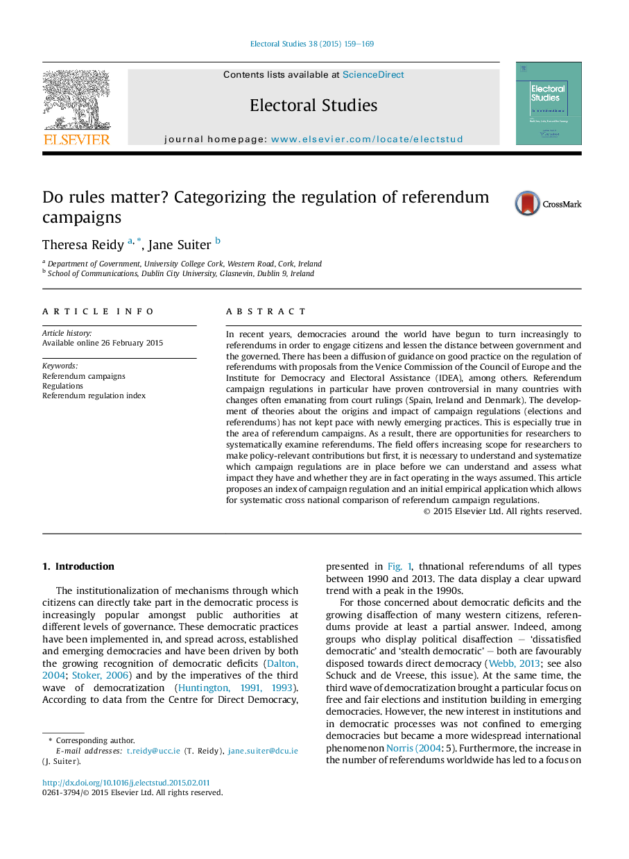 Do rules matter? Categorizing the regulation of referendum campaigns