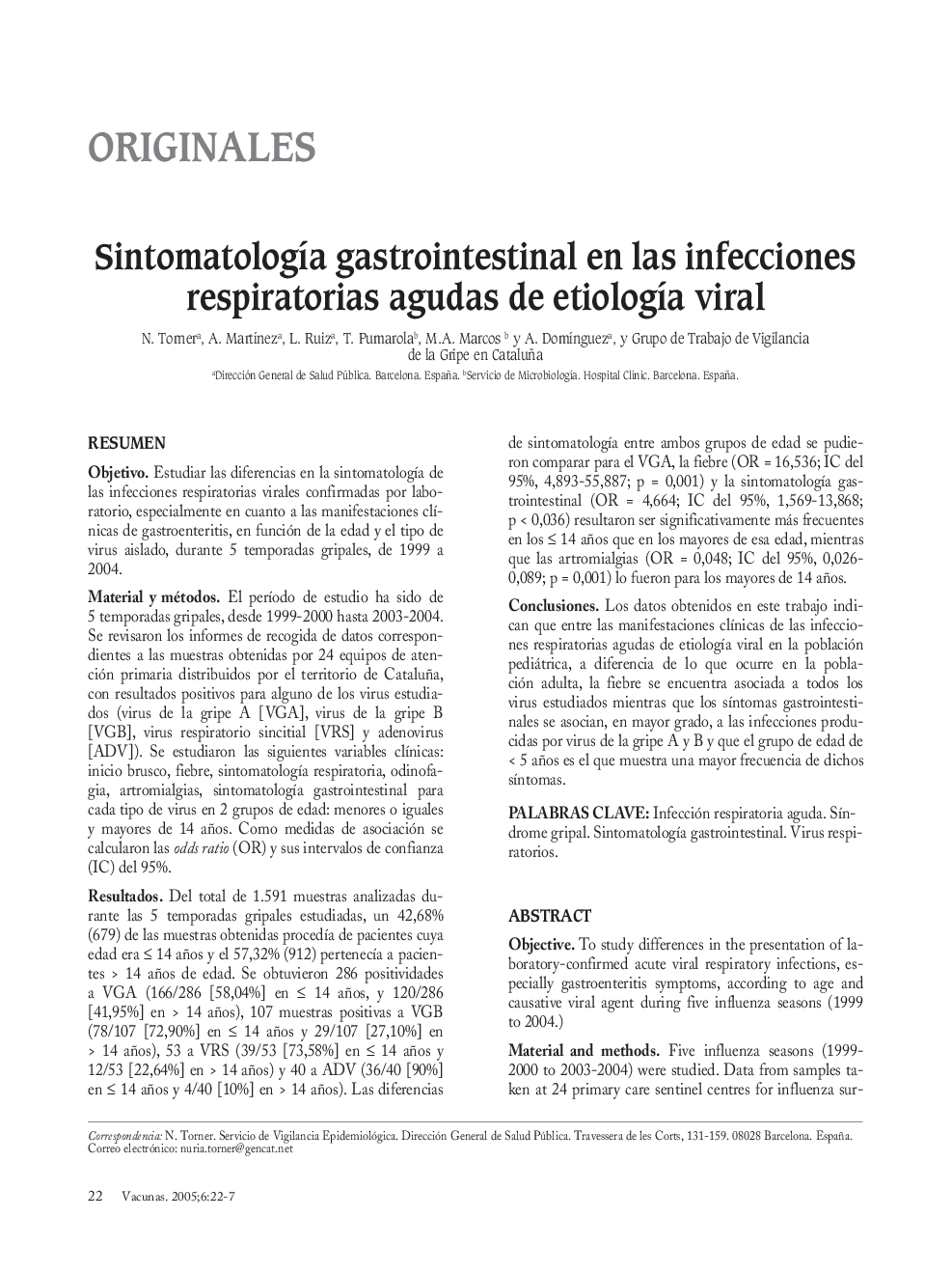 SintomatologÃ­a gastrointestinal en las infecciones respiratorias agudas de etiologÃ­a viral