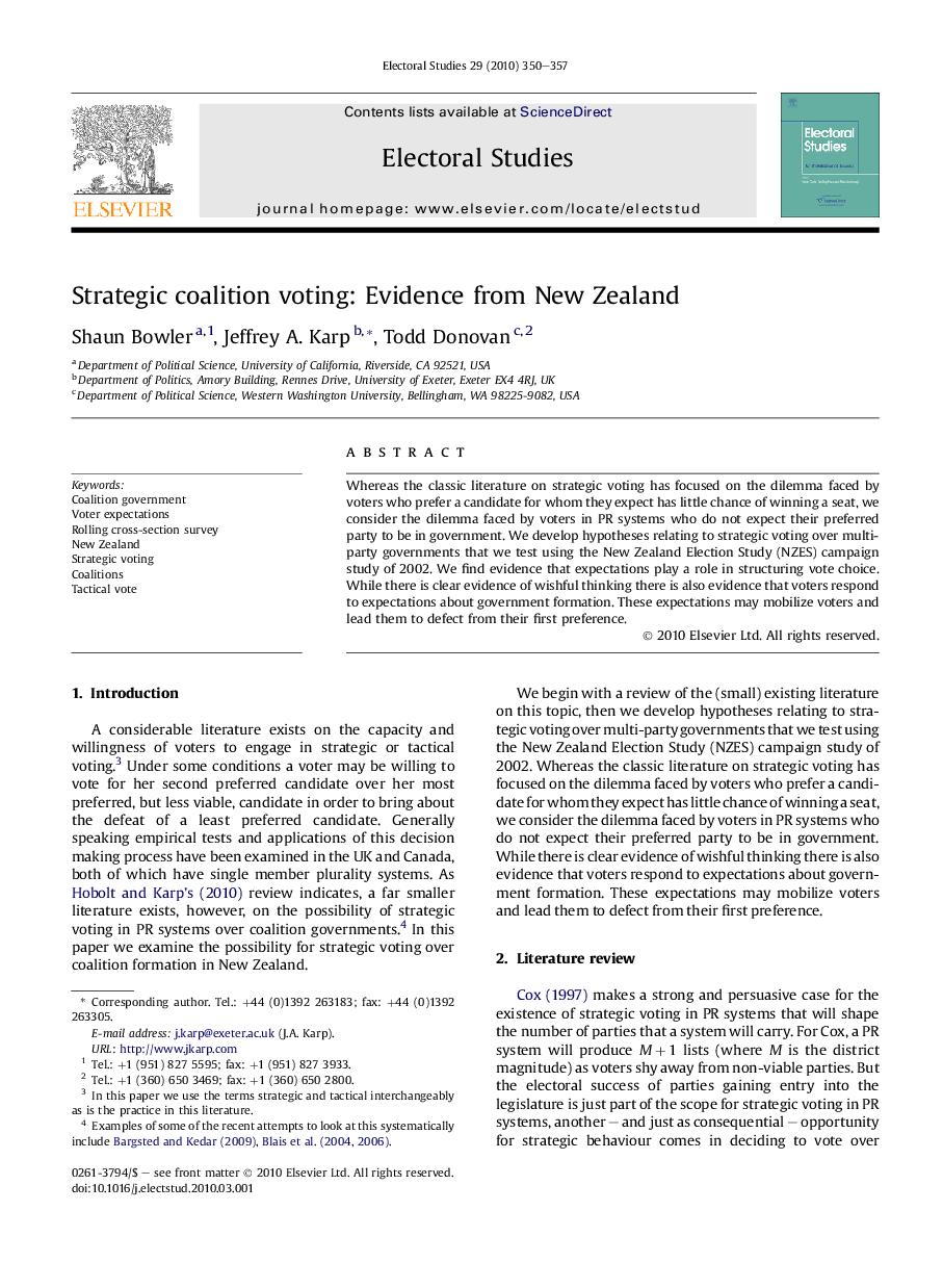 Strategic coalition voting: Evidence from New Zealand