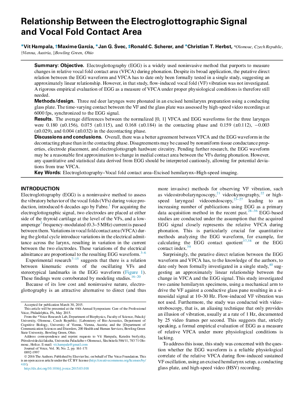 Relationship Between the Electroglottographic Signal and Vocal Fold Contact Area