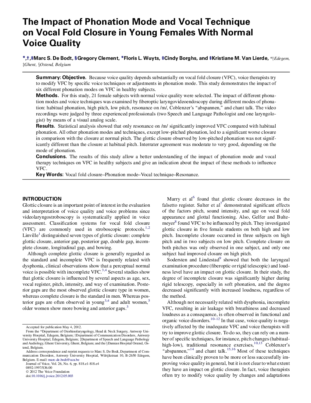 The Impact of Phonation Mode and Vocal Technique on Vocal Fold Closure in Young Females With Normal Voice Quality