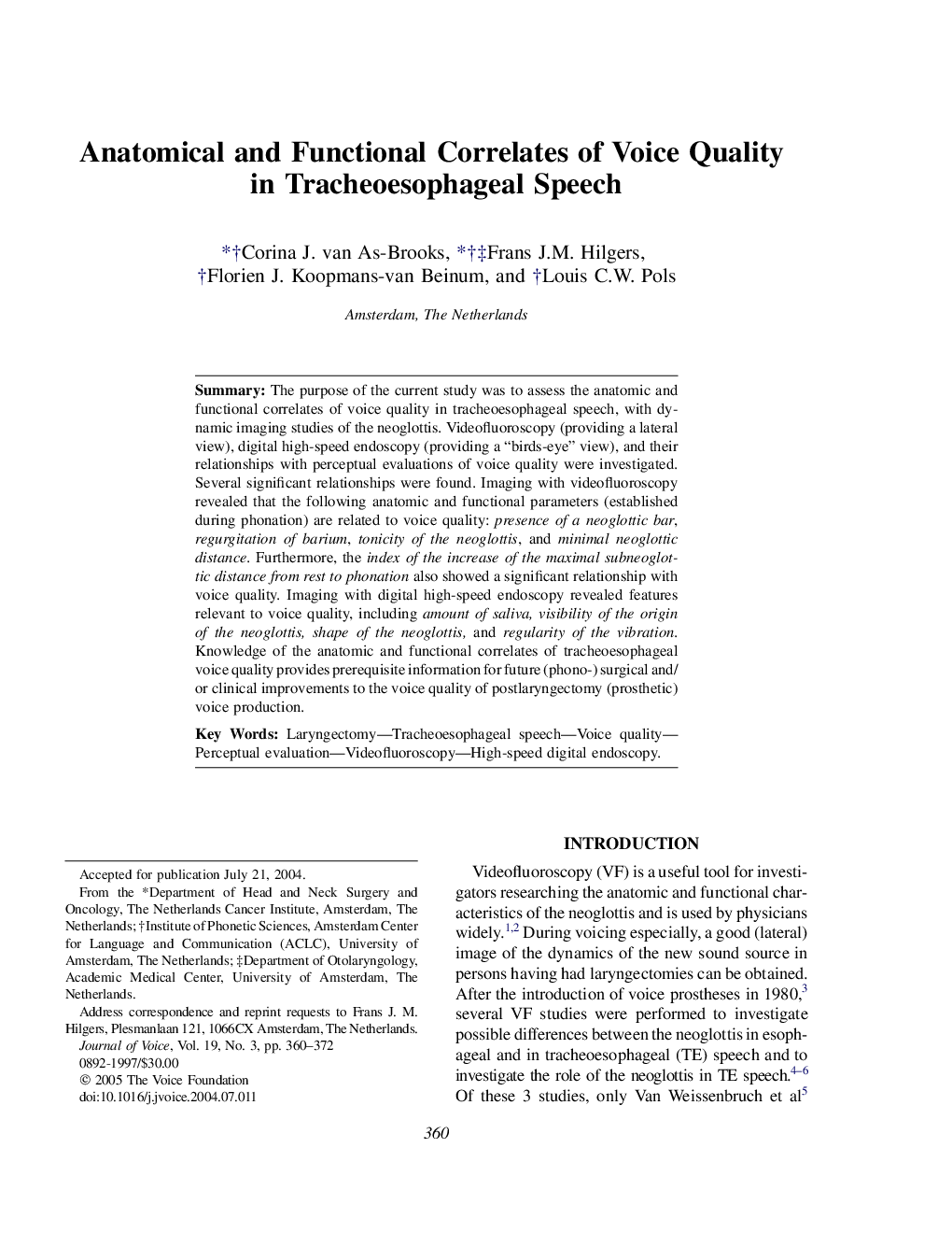 Anatomical and Functional Correlates of Voice Quality in Tracheoesophageal Speech