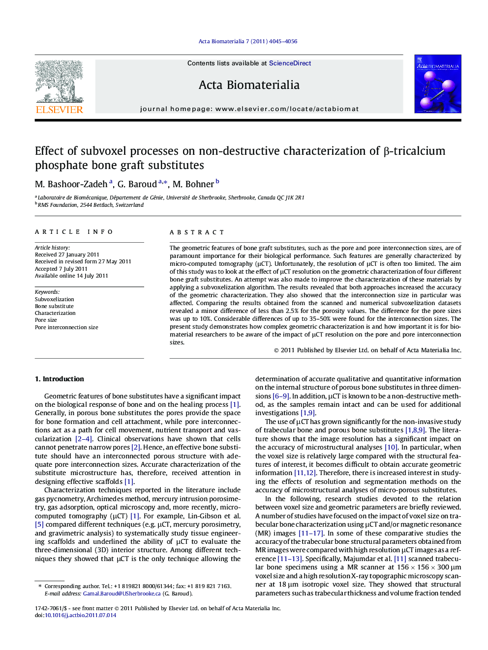 Effect of subvoxel processes on non-destructive characterization of β-tricalcium phosphate bone graft substitutes