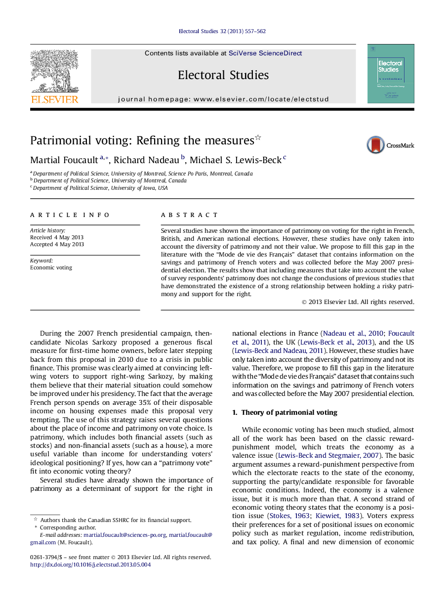 Patrimonial voting: Refining the measures