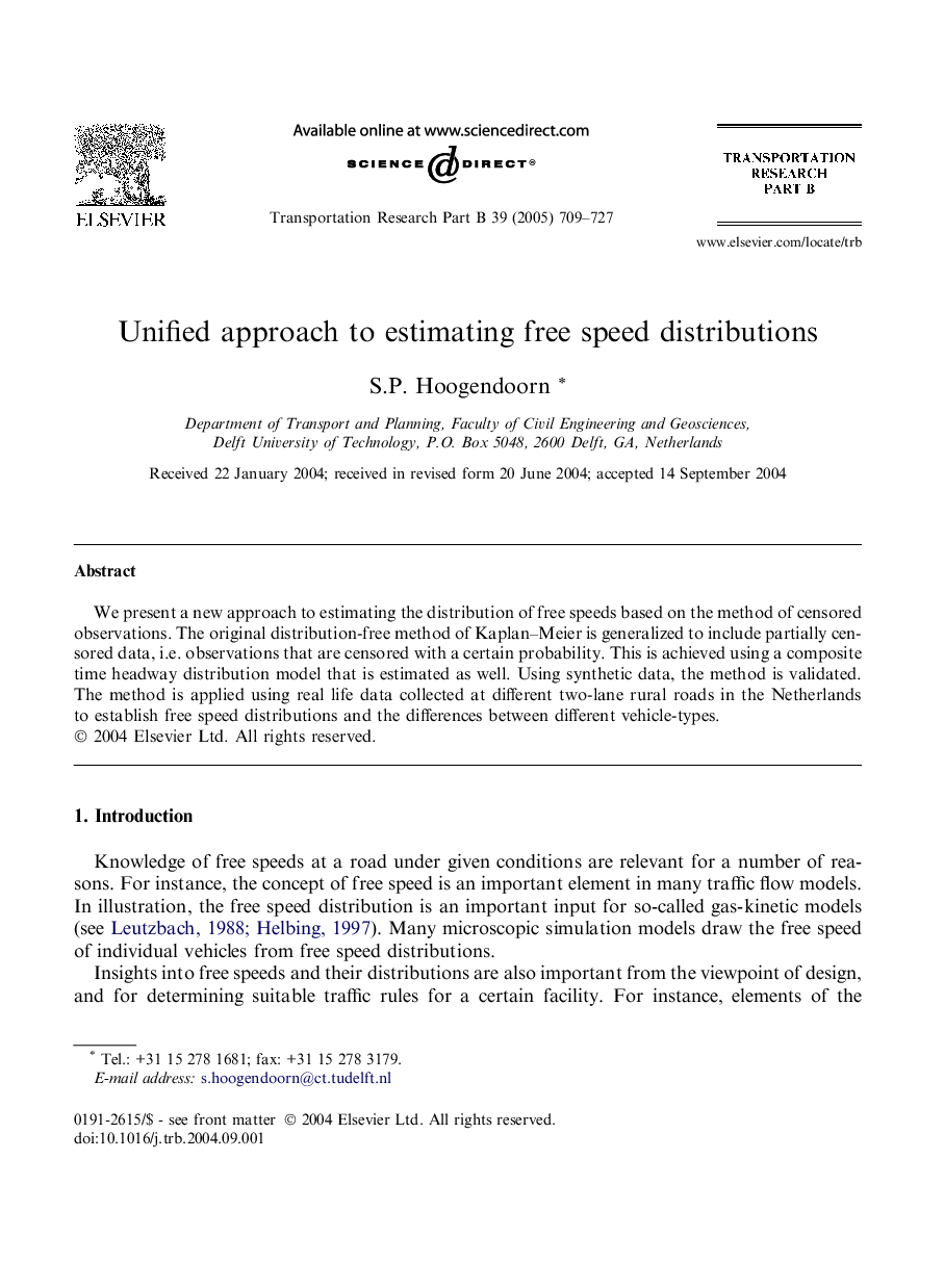 Unified approach to estimating free speed distributions
