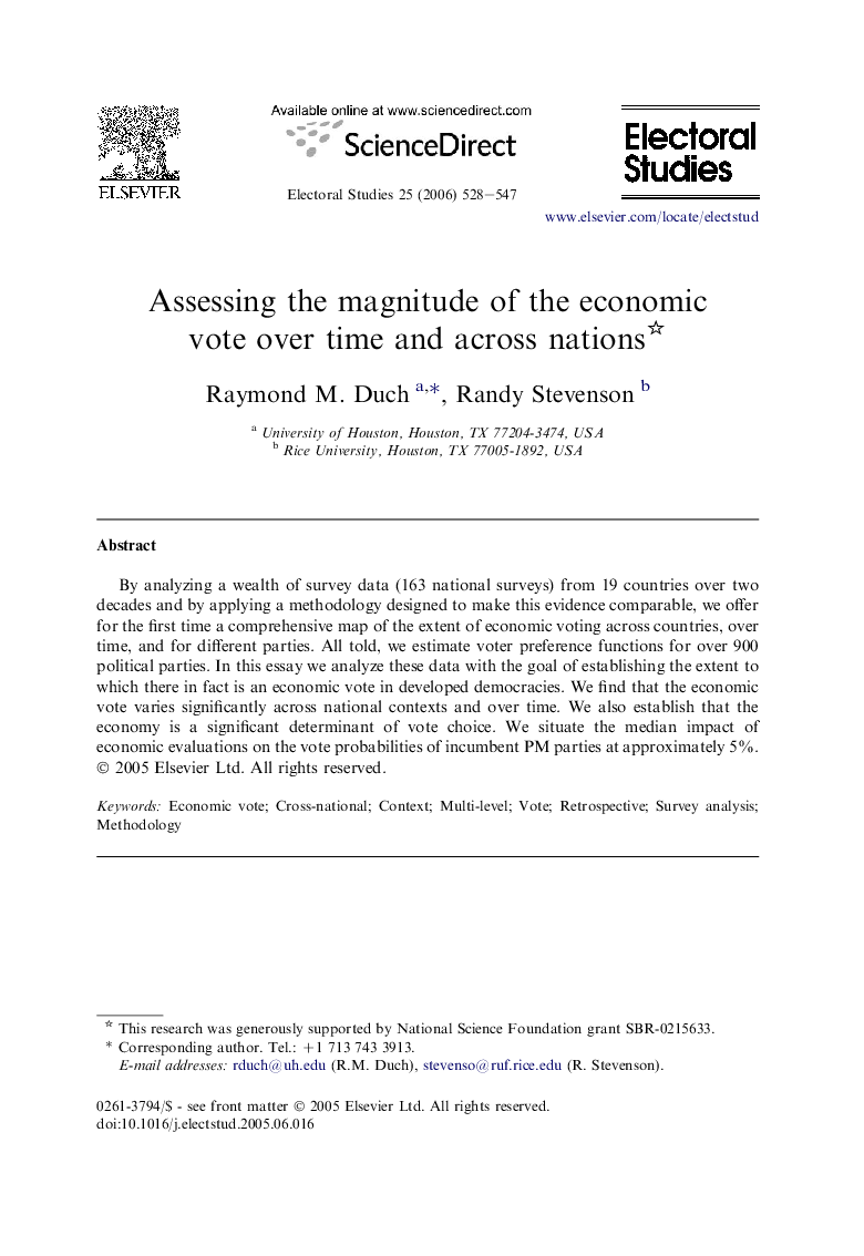 Assessing the magnitude of the economic vote over time and across nations 