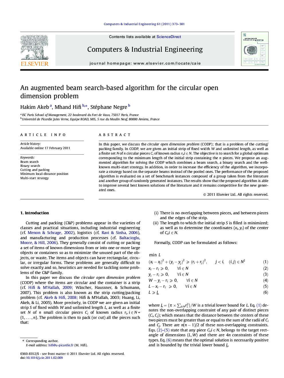 An augmented beam search-based algorithm for the circular open dimension problem