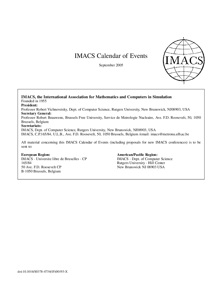 Calendar of IMACS Events