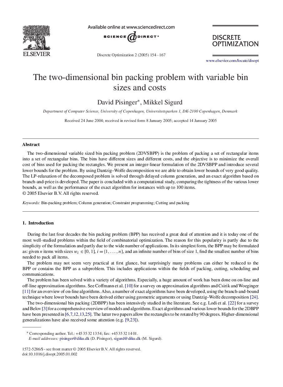 The two-dimensional bin packing problem with variable bin sizes and costs