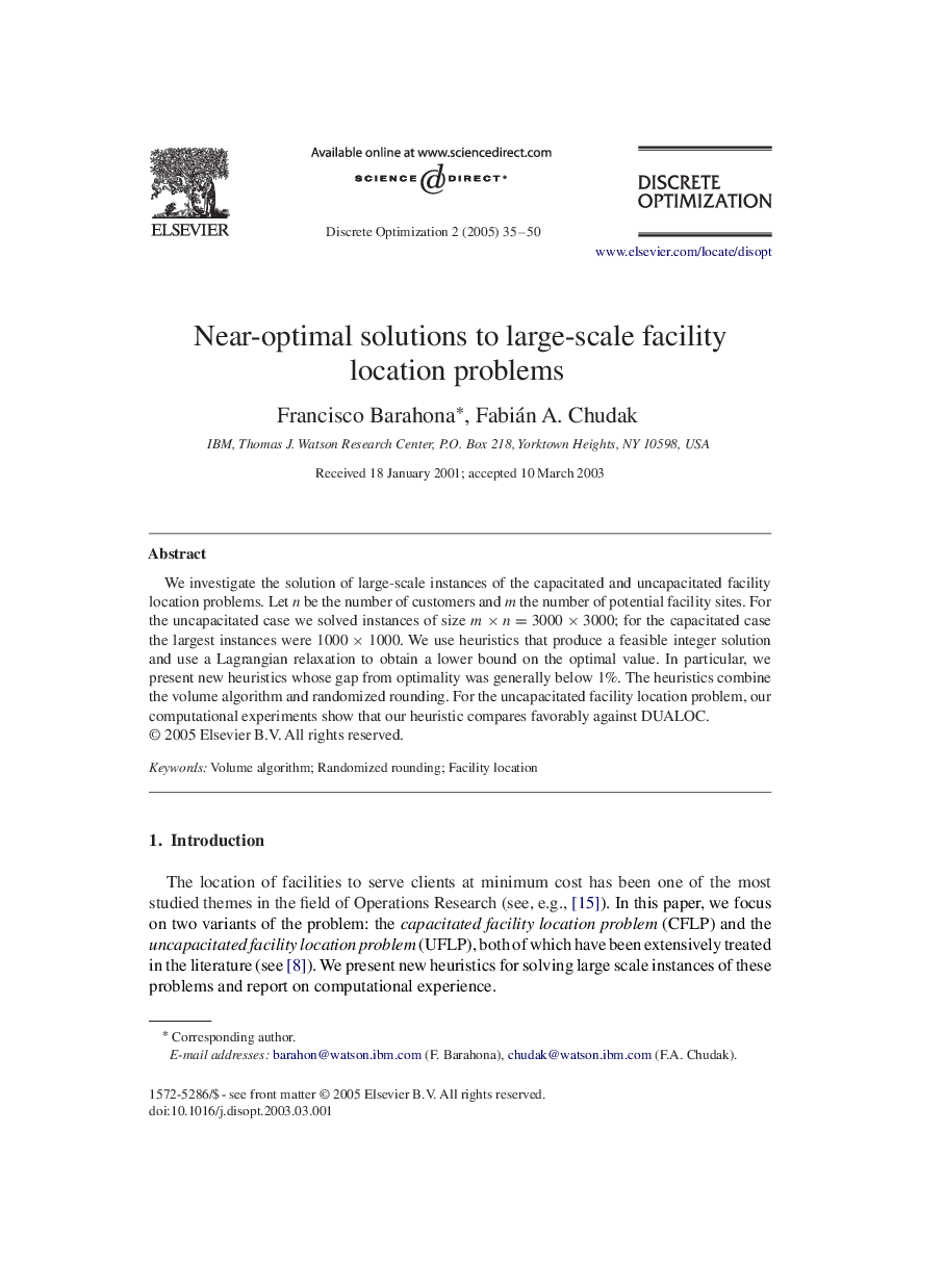 Near-optimal solutions to large-scale facility location problems