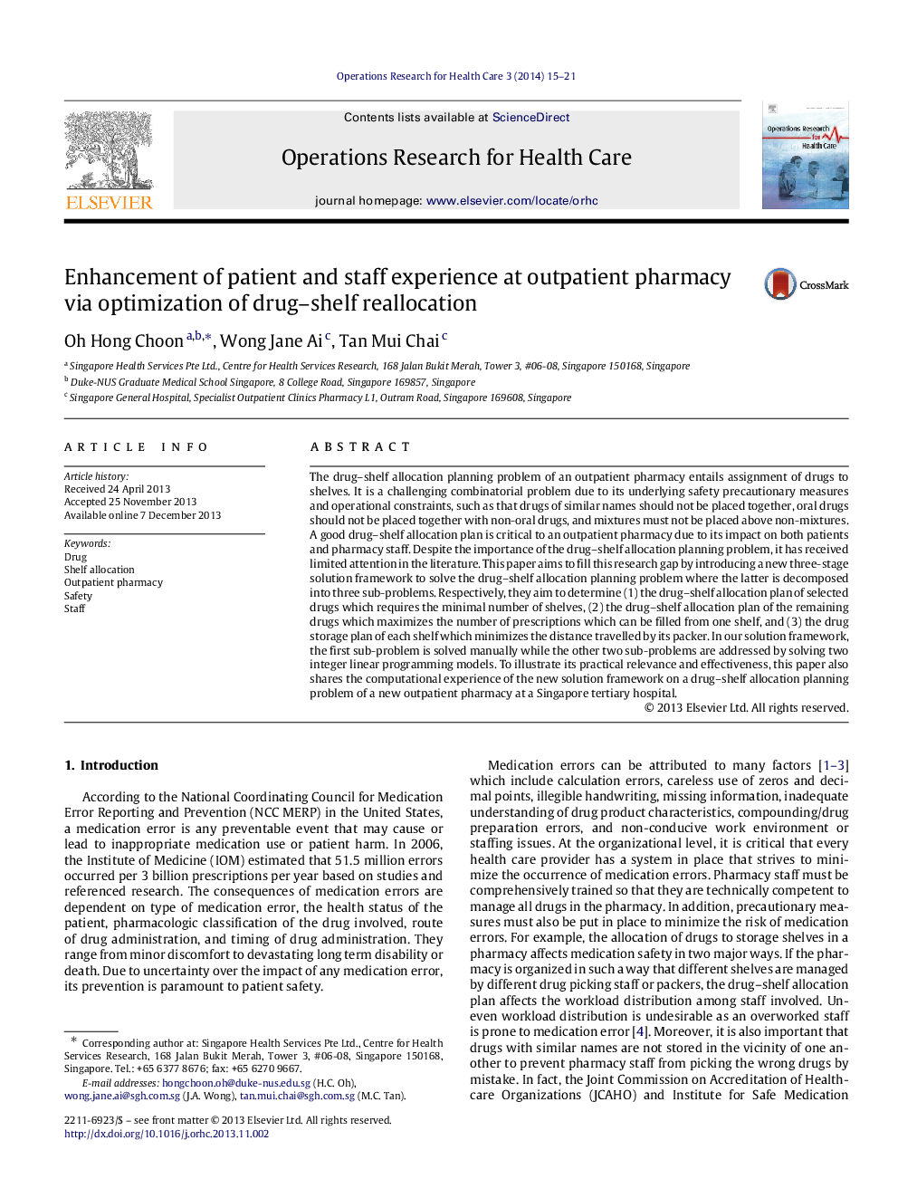 Enhancement of patient and staff experience at outpatient pharmacy via optimization of drug-shelf reallocation