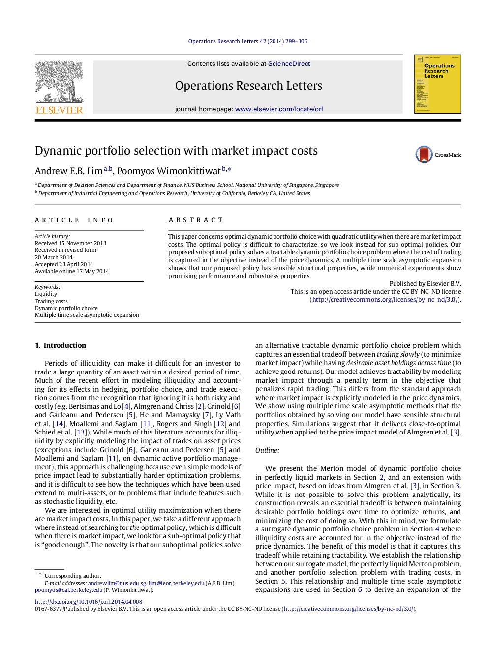 Dynamic portfolio selection with market impact costs