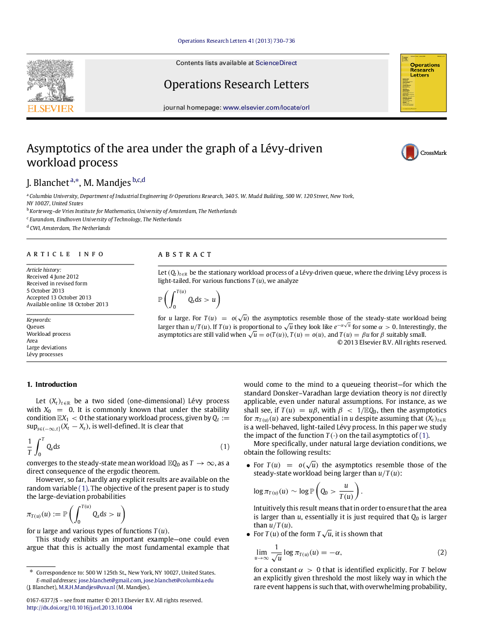 Asymptotics of the area under the graph of a Lévy-driven workload process