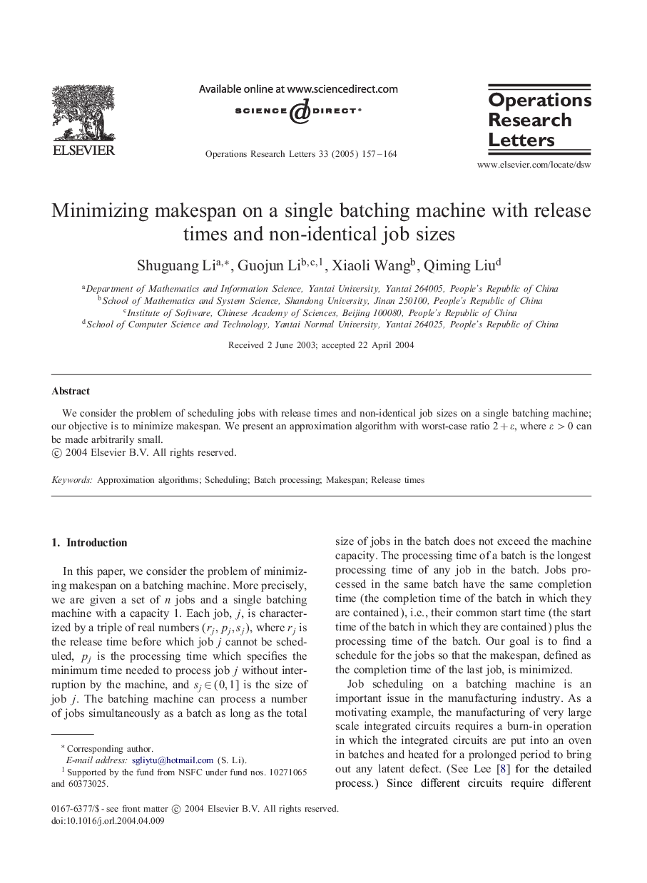 Minimizing makespan on a single batching machine with release times and non-identical job sizes