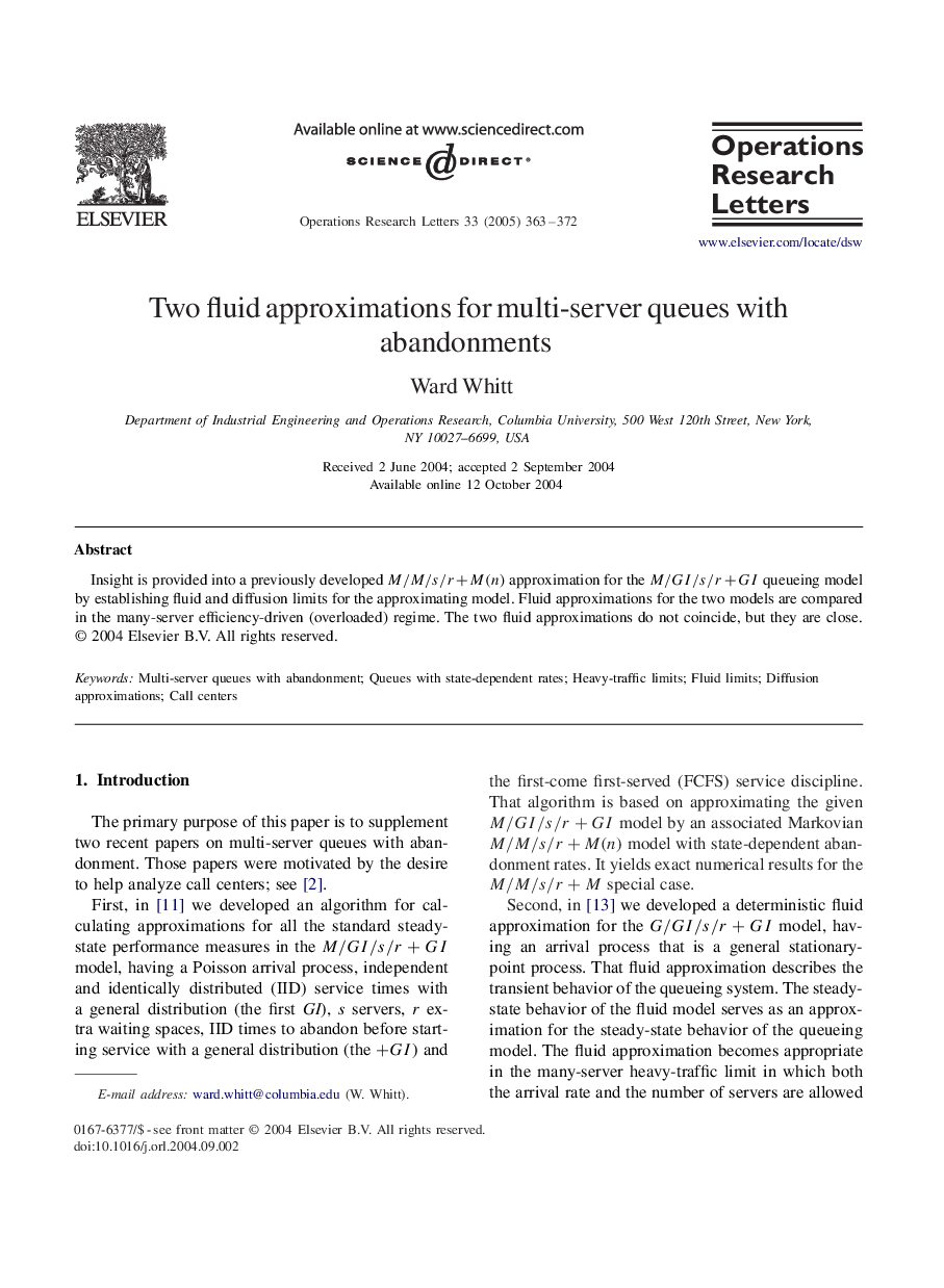 Two fluid approximations for multi-server queues with abandonments