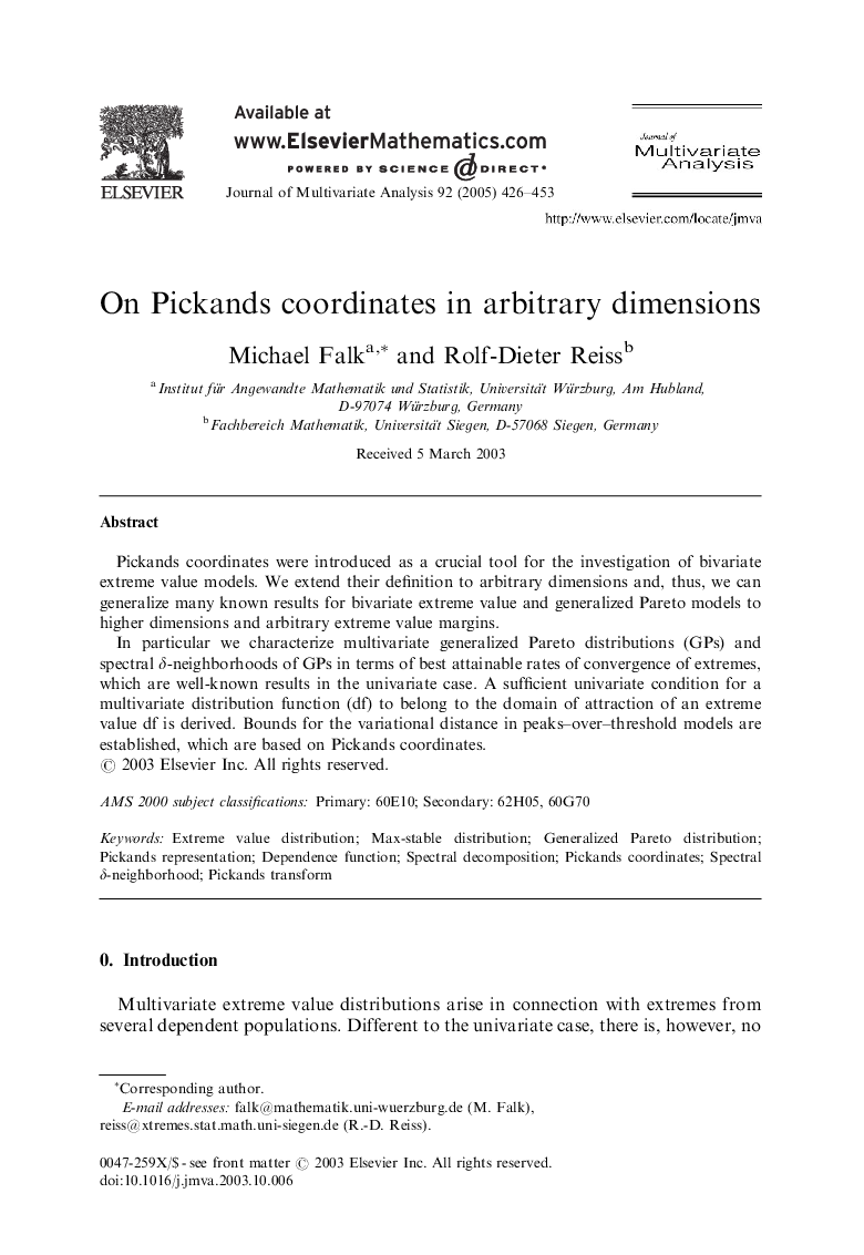 On Pickands coordinates in arbitrary dimensions