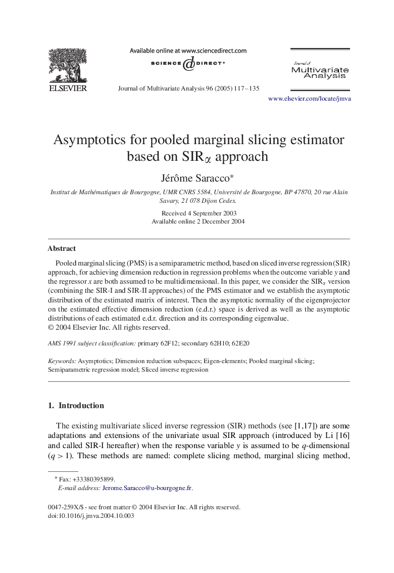 Asymptotics for pooled marginal slicing estimator based on SIRÎ± approach