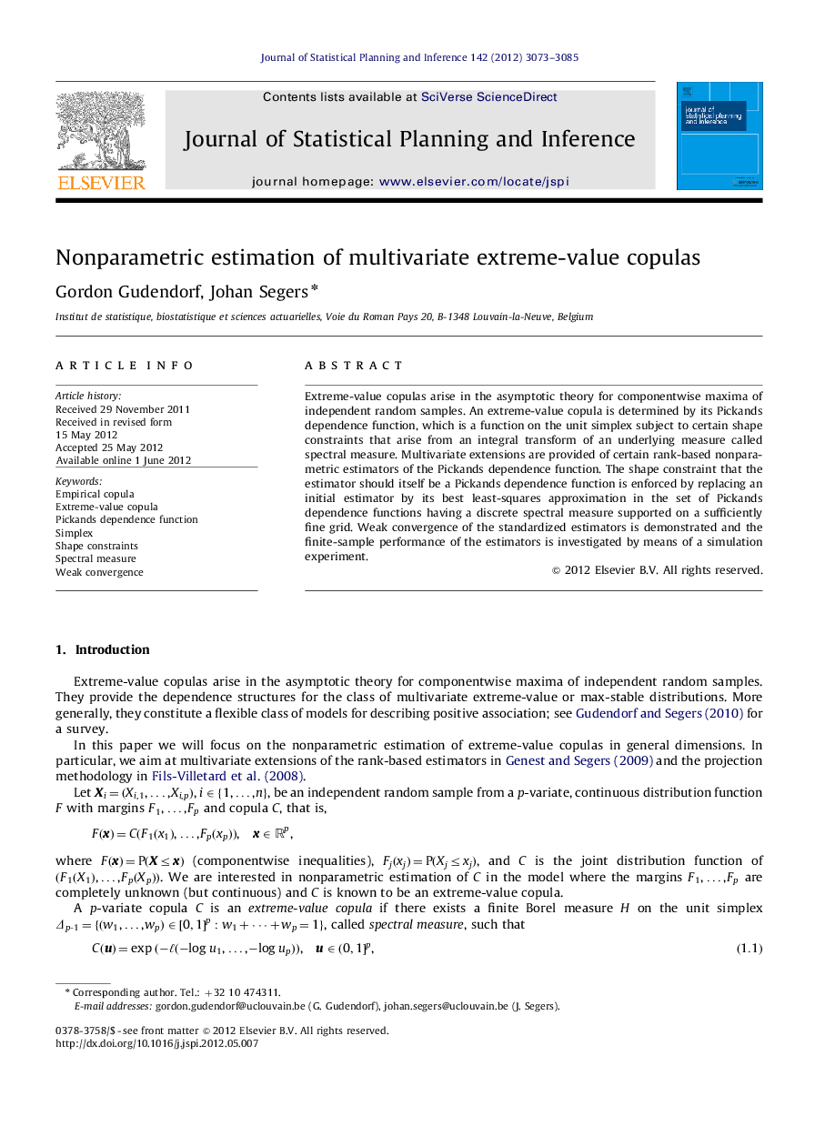 Nonparametric estimation of multivariate extreme-value copulas