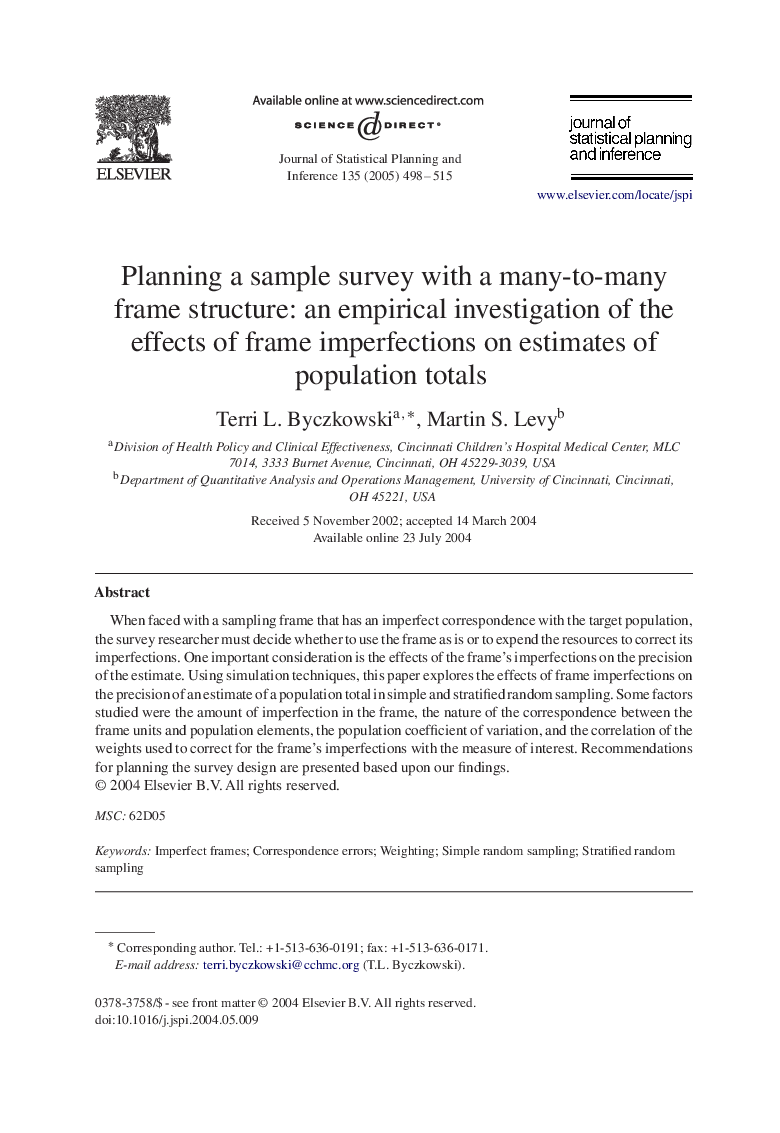 Planning a sample survey with a many-to-many frame structure: an empirical investigation of the effects of frame imperfections on estimates of population totals