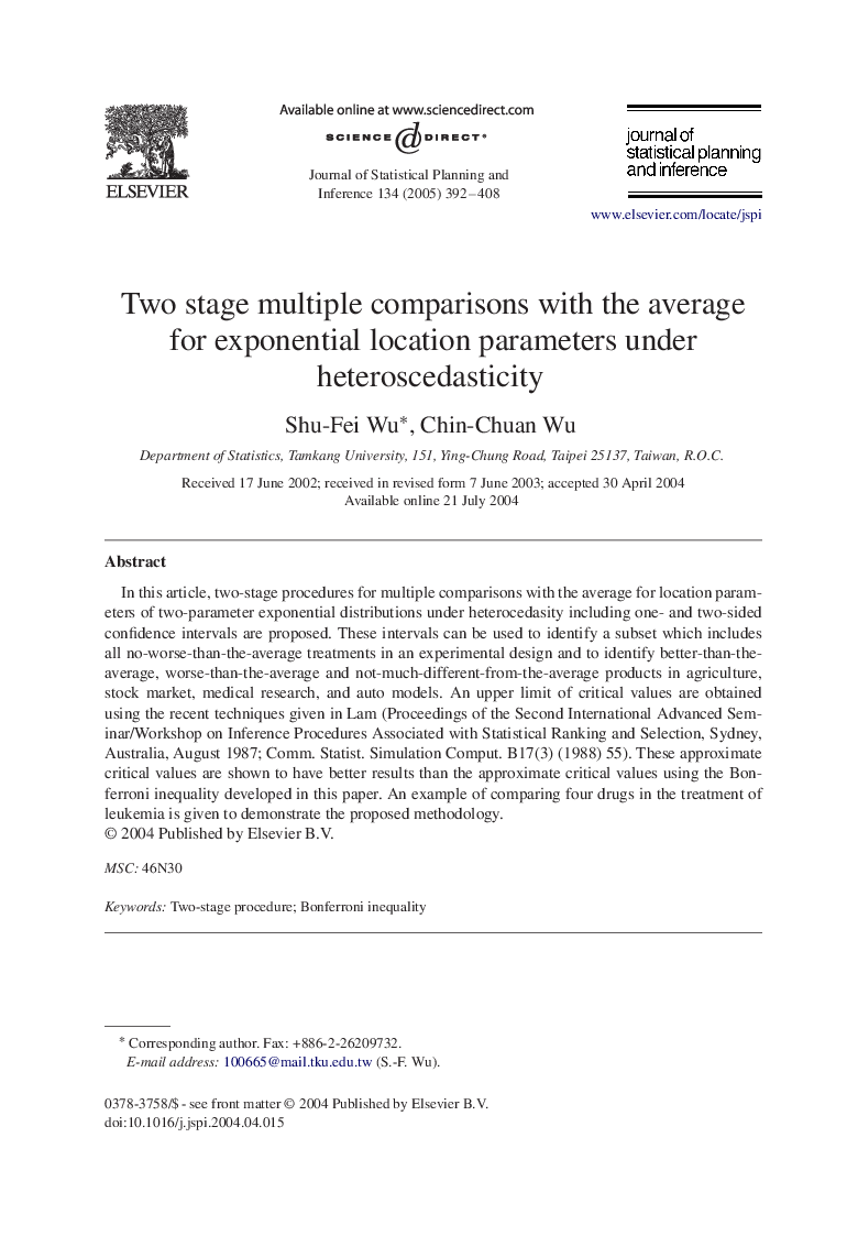 Two stage multiple comparisons with the average for exponential location parameters under heteroscedasticity