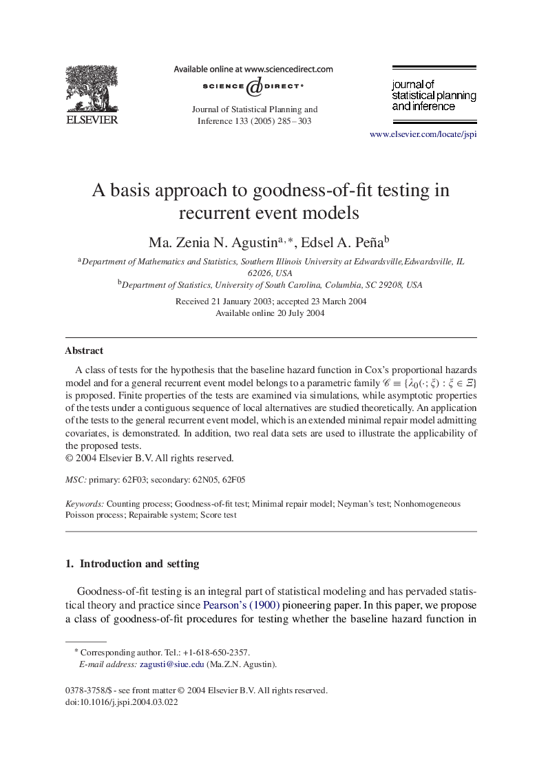 A basis approach to goodness-of-fit testing in recurrent event models