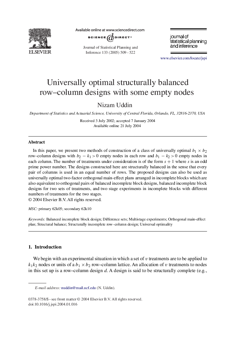 Universally optimal structurally balanced row-column designs with some empty nodes