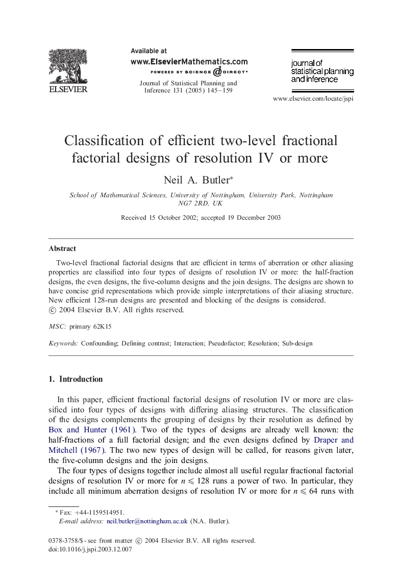 Classification of efficient two-level fractional factorial designs of resolution IV or more