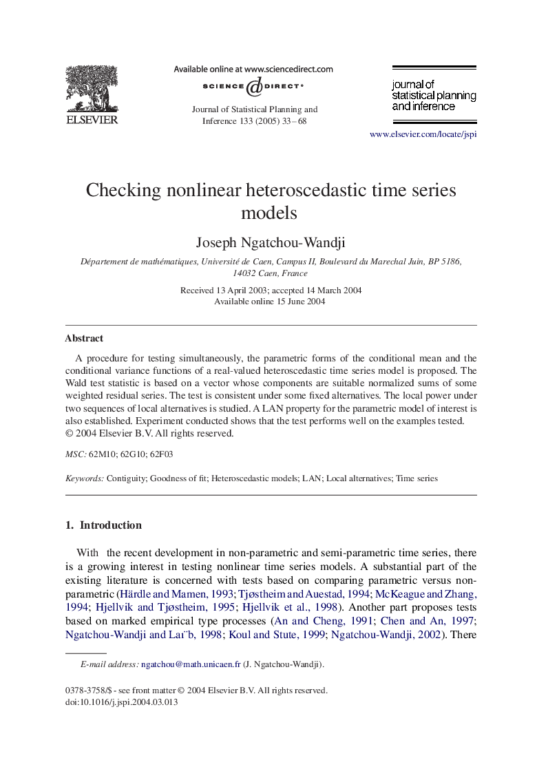 Checking nonlinear heteroscedastic time series models