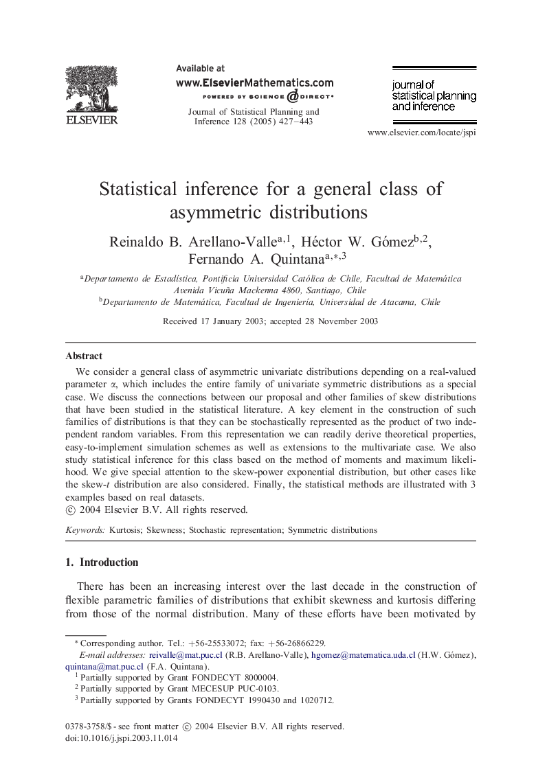 Statistical inference for a general class of asymmetric distributions