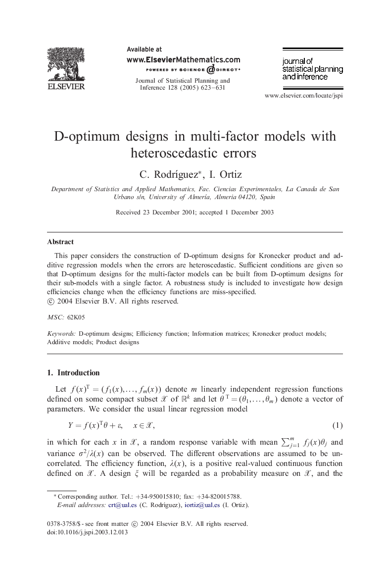D-optimum designs in multi-factor models with heteroscedastic errors