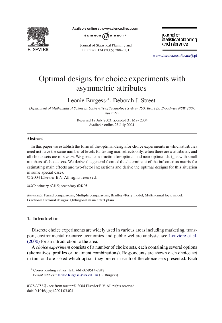Optimal designs for choice experiments with asymmetric attributes