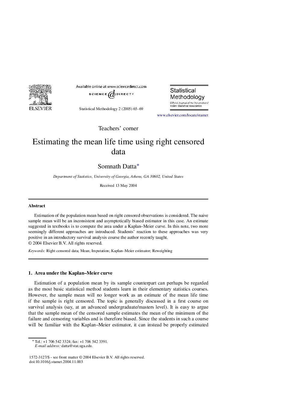 Estimating the mean life time using right censored data