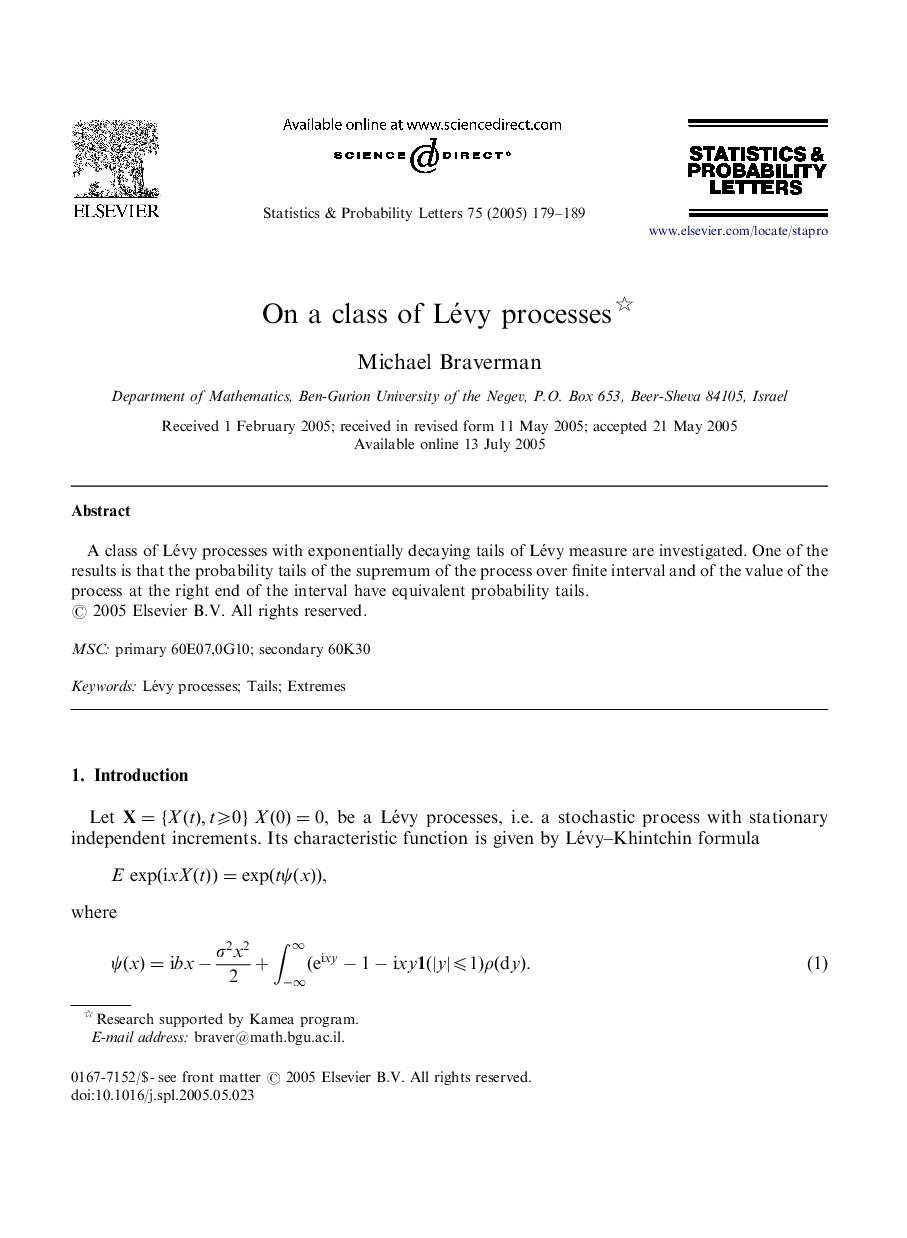 On a class of Lévy processes