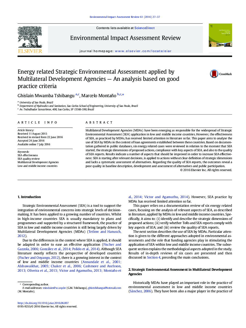 Energy related Strategic Environmental Assessment applied by Multilateral Development Agencies — An analysis based on good practice criteria