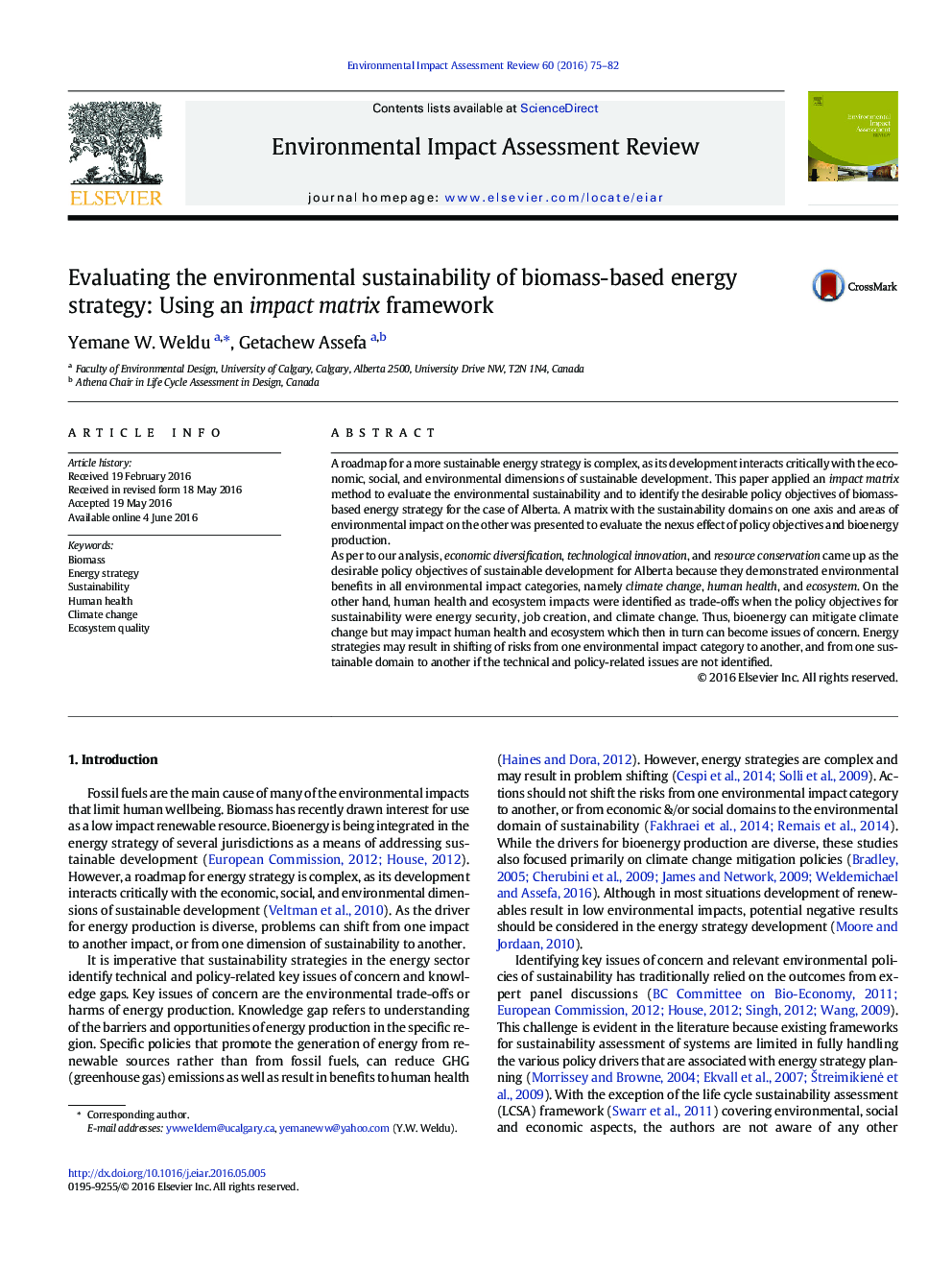 Evaluating the environmental sustainability of biomass-based energy strategy: Using an impact matrix framework