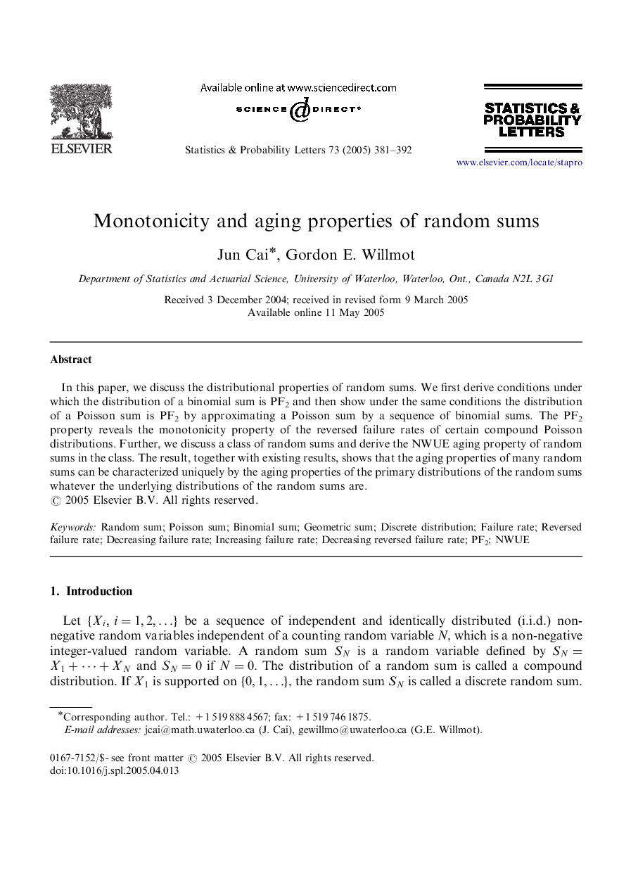 Monotonicity and aging properties of random sums