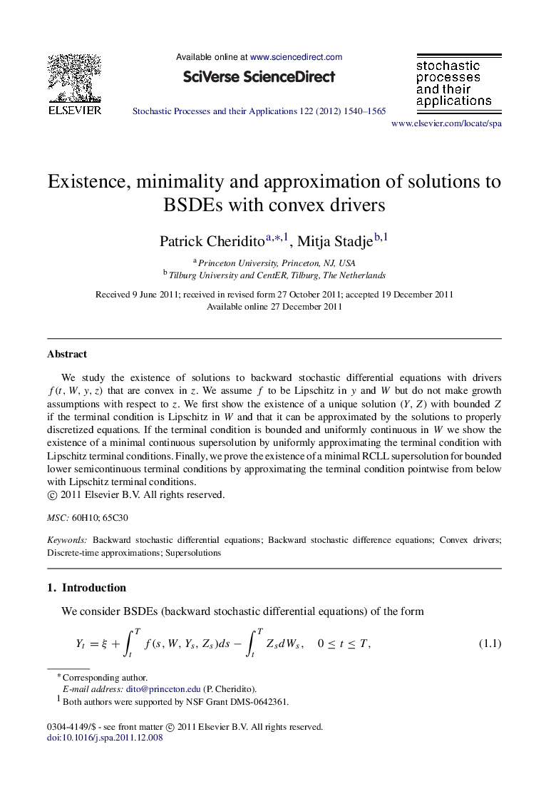 Existence, minimality and approximation of solutions to BSDEs with convex drivers