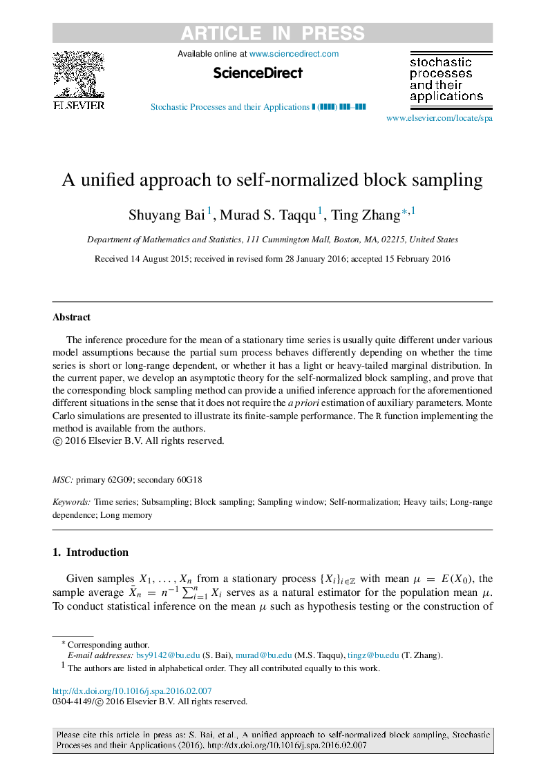 A unified approach to self-normalized block sampling