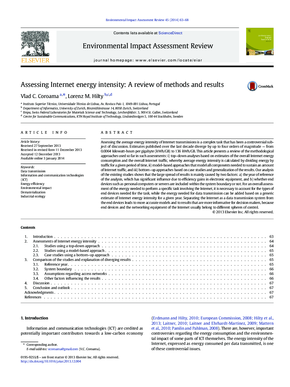 Assessing Internet energy intensity: A review of methods and results