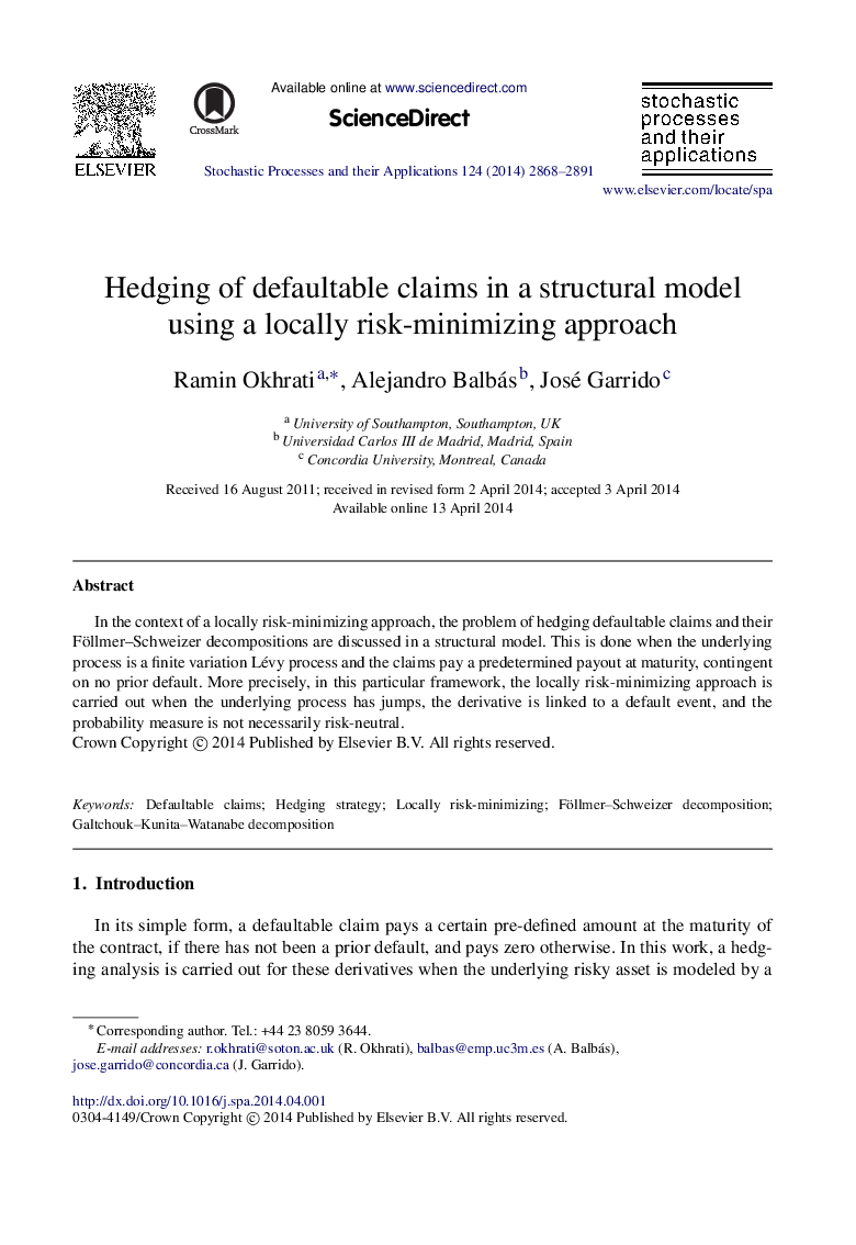 Hedging of defaultable claims in a structural model using a locally risk-minimizing approach