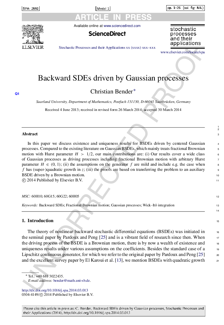 Backward SDEs driven by Gaussian processes