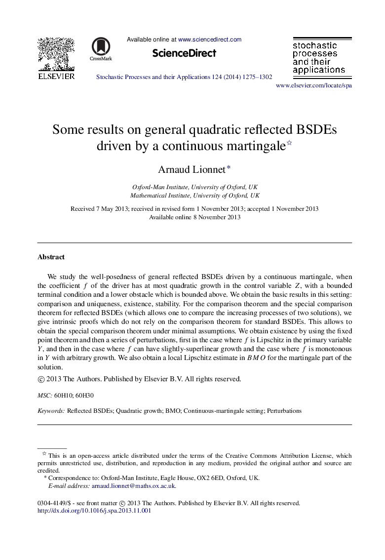 Some results on general quadratic reflected BSDEs driven by a continuous martingale