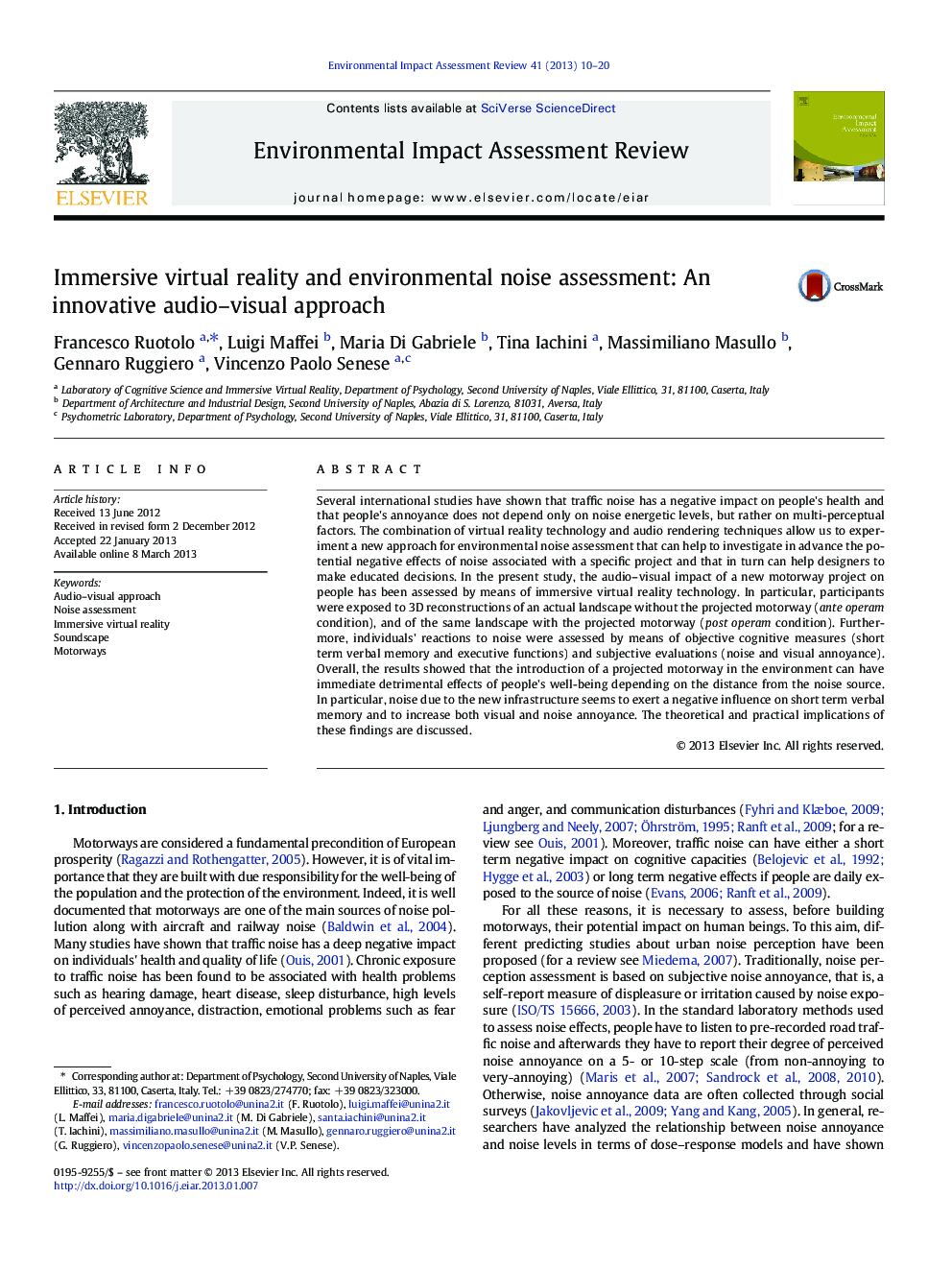 Immersive virtual reality and environmental noise assessment: An innovative audio–visual approach