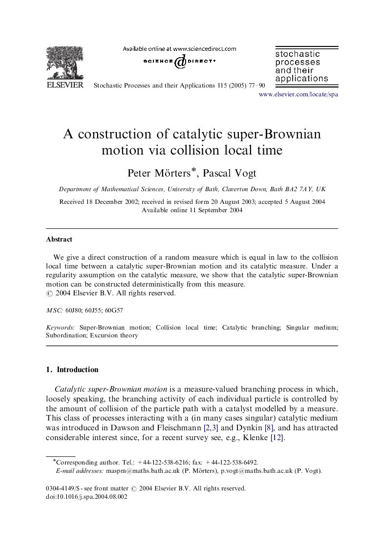 A construction of catalytic super-Brownian motion via collision local time