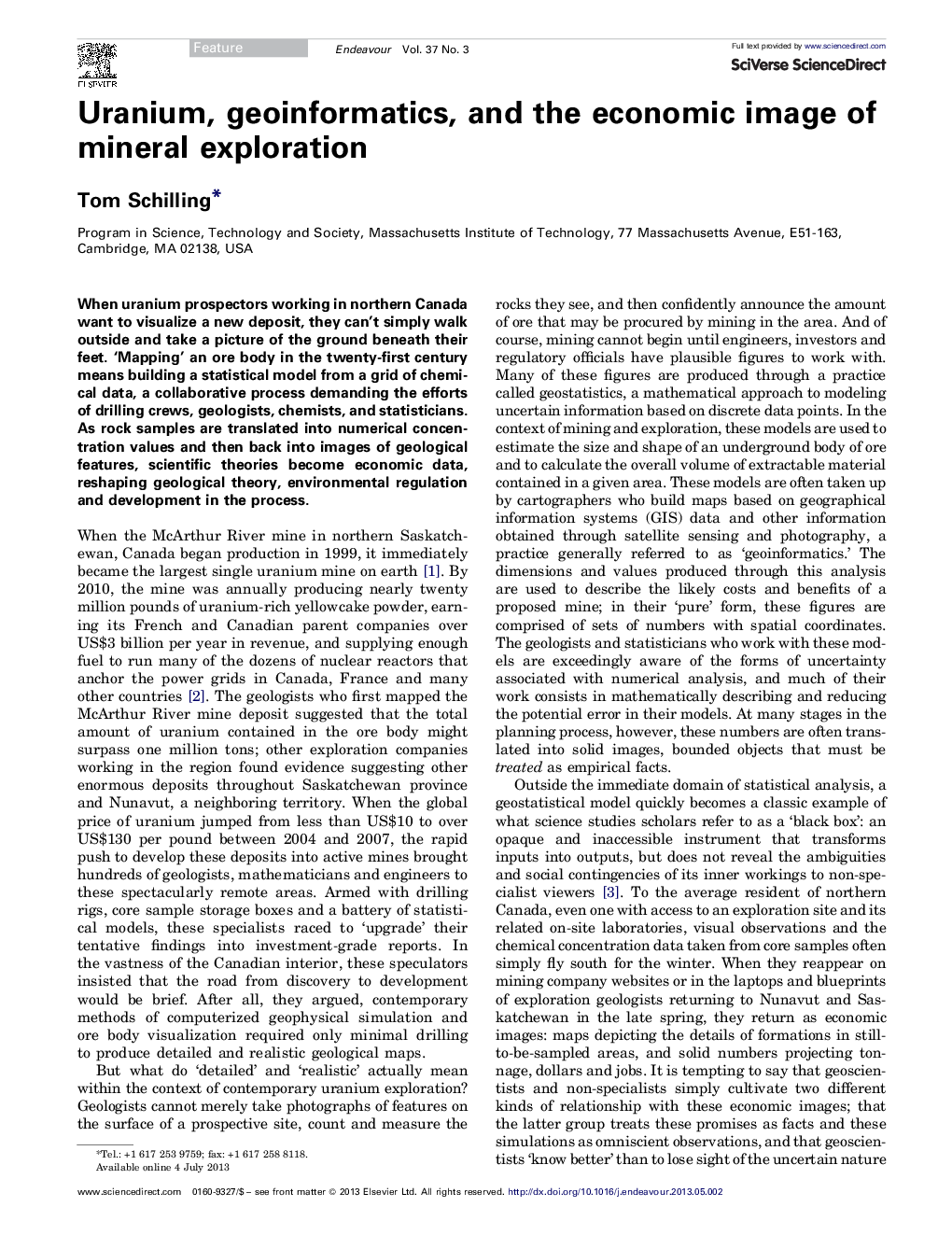 Uranium, geoinformatics, and the economic image of mineral exploration