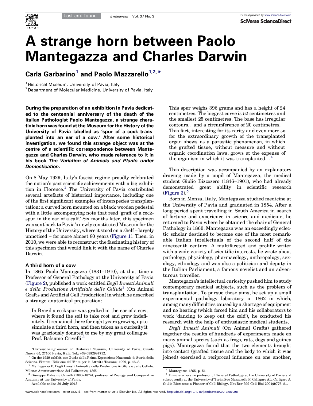 شاخ عجیب بین پائولو مانگهوزا و چارلز داروین 