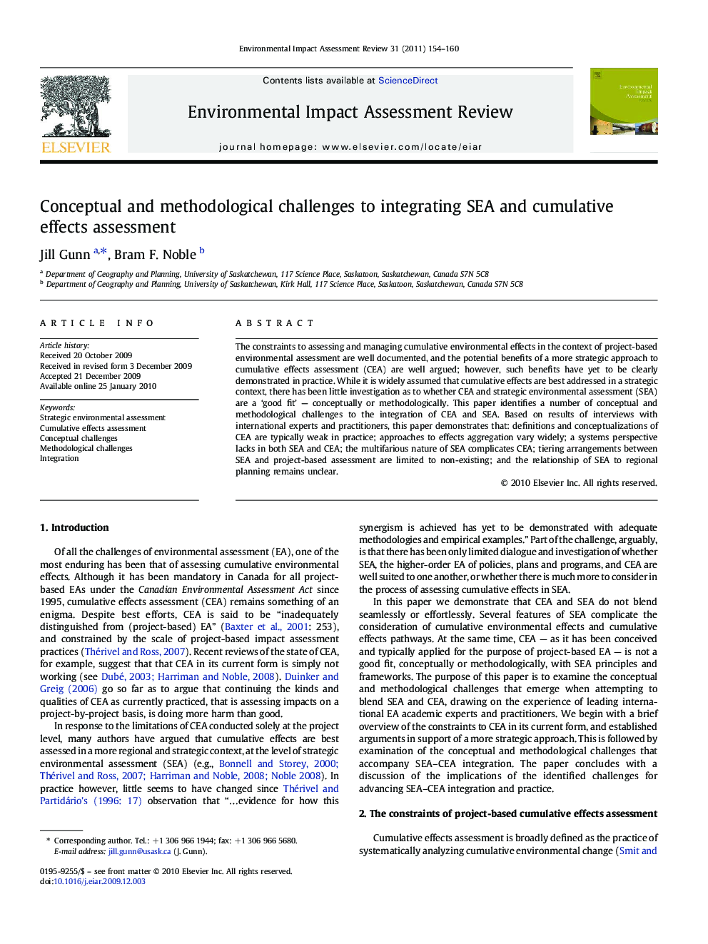 Conceptual and methodological challenges to integrating SEA and cumulative effects assessment