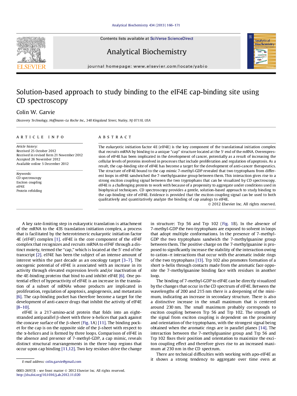 Solution-based approach to study binding to the eIF4E cap-binding site using CD spectroscopy